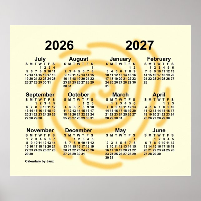 Affiche Calendrier scolaire 2026-2027 des jours ensoleillé (Devant)