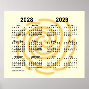 Affiche Calendrier scolaire 2028-2029 de jours ensoleillés