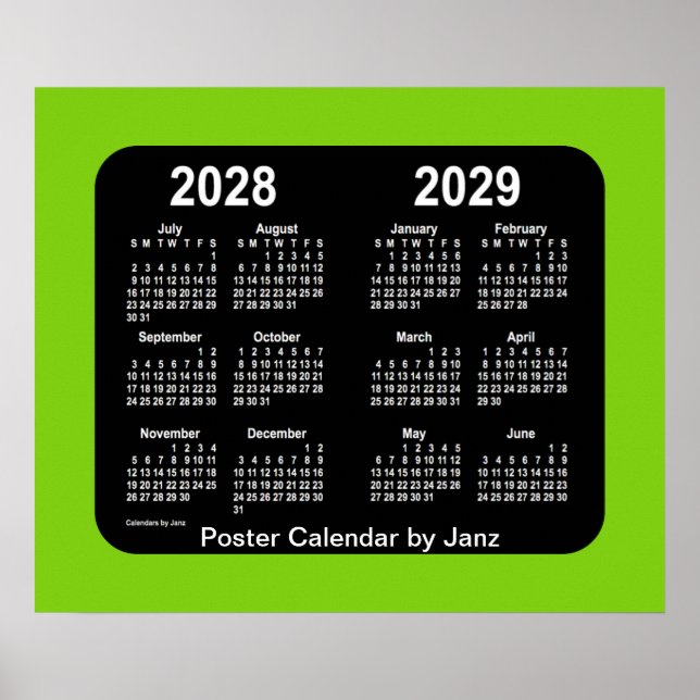 Affiche Calendrier scolaire 2028-2029 de Yellowgreen Neon  (Devant)