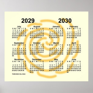 Affiche Calendrier scolaire 2029-2030 de jours ensoleillés