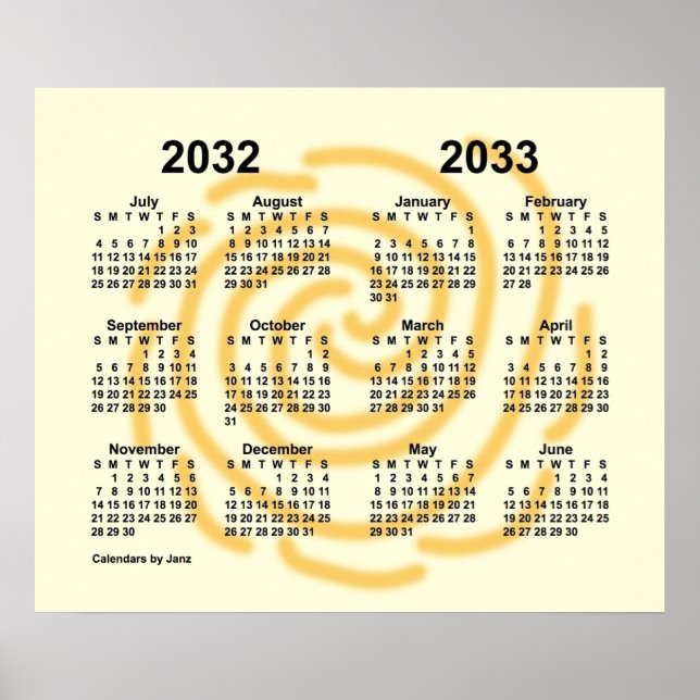 Affiche Calendrier scolaire 2032-2033 jours ensoleillés pa (Devant)