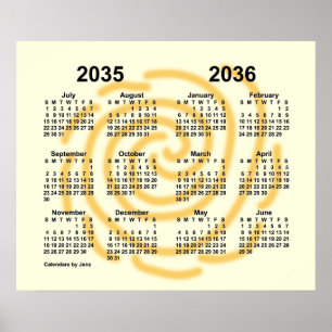 Affiche Calendrier scolaire 2035-2036 de jours ensoleillés