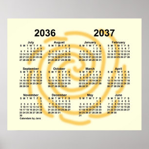 Affiche Calendrier scolaire 2036-2037 des jours ensoleillé
