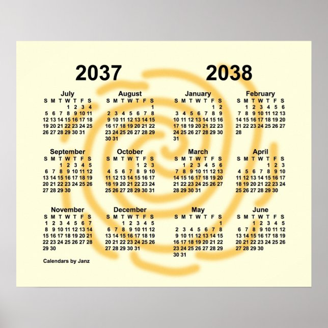 Affiche Calendrier scolaire ensoleillé 2037-2038 par Janz (Devant)