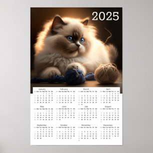Affiche Calendrier Siamese Cat and Yarn 2025