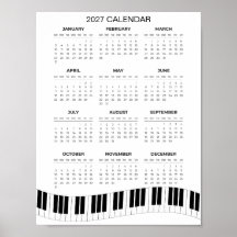 Calendrier Simple 2027 avec Touches de Piano |