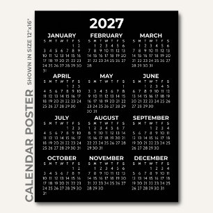 Affiche Calendrier Simple Moderne Noir et Blanc 2027