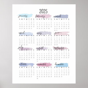 Affiche Calendrier simple Pastel 2025