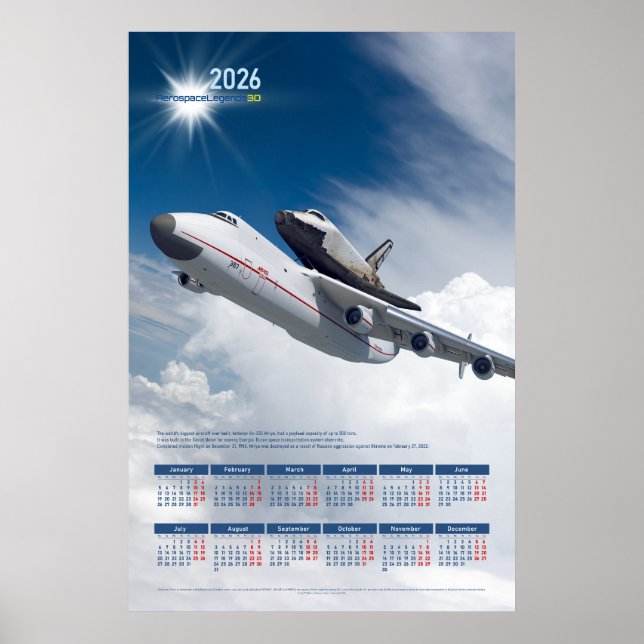 Affiche Calendrier technique de l'Antonov An-225 Mriya 202 (Devant)