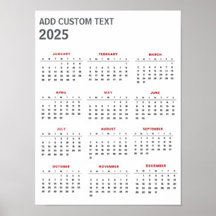 Affiche Calendrier tendance 2025 avec texte personnalisé