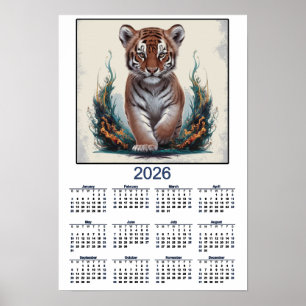 Affiche Calendrier Tigre Chaton 2026