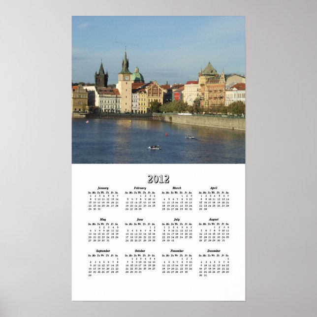 Affiche Calendrier une page Prague 2012 (Devant)