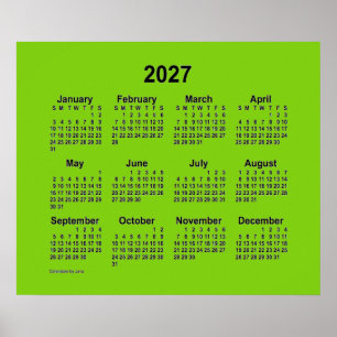 Affiche Calendrier vert jaune 2027 par Janz Imprimer