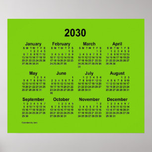 Affiche Calendrier vert jaune 2030 par Janz Imprimer