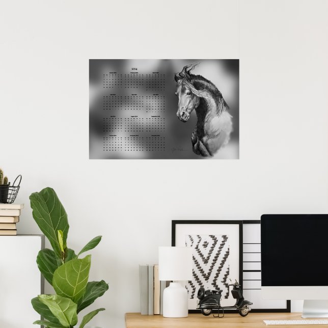 Affiche Calendrier, Yearly Beautiful Stallion Horse (Bureau à domicile)