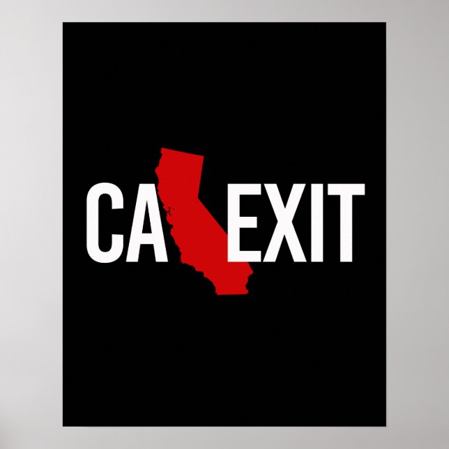 Affiche Calexit - California Exit - rouge blanc - - (Devant)