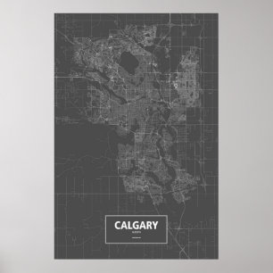 Affiche Calgary (Alberta) (blanc sur noir)