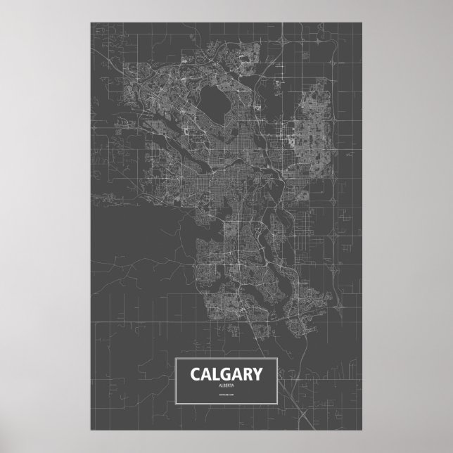 Affiche Calgary (Alberta) (blanc sur noir) (Devant)