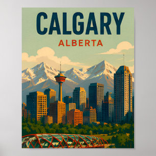 Affiche Calgary Canada Paysage Urbain Montagnes Rocheuses