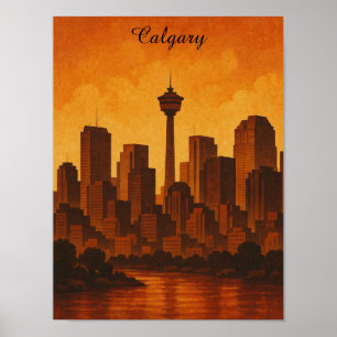 Affiche Calgary Canada Vintage voyage CItyscape
