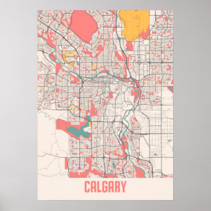 Affiche Calgary - Carte de la ville de Chalk Canada