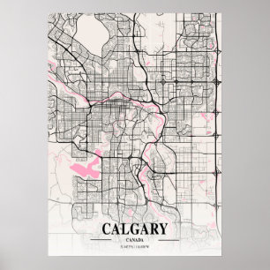 Affiche Calgary - Carte de la ville napolitaine du Canada