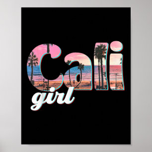 Affiche Cali Girl Sunset Beach Californie Summer Retro Wom