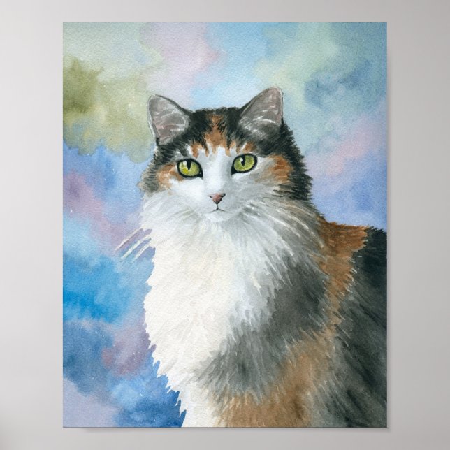 Affiche Calico Cat 572 Tortie Tortoise coque bleu (Devant)