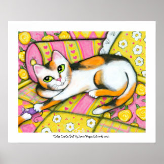 Affiche Calico Chat Sur Lit