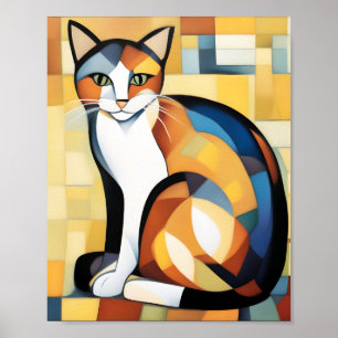 Affiche Calico Cubisme Une Feline
