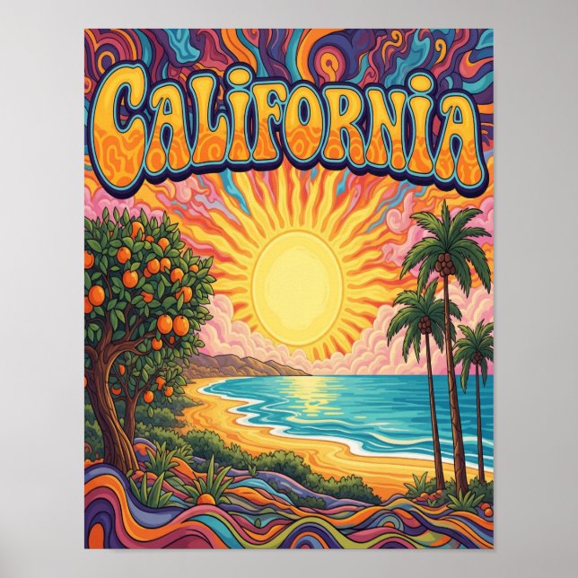 Affiche California Beach Scene (Devant)