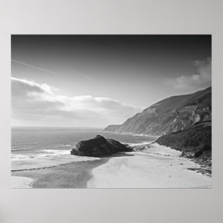 Affiche California Coastline photo en noir et blanc