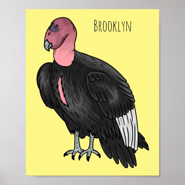Affiche California condor bird cartoon illustration  (Devant)