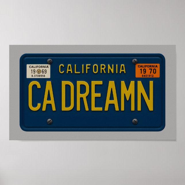 Affiche California Dreaming - Retro 1969 License Plate Art (Devant)