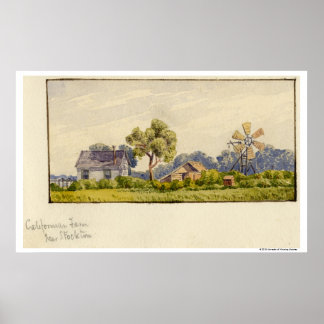 Affiche California Farm, Près De Stockton