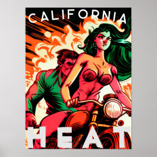 Affiche "California Heat" Motorcycle Babe