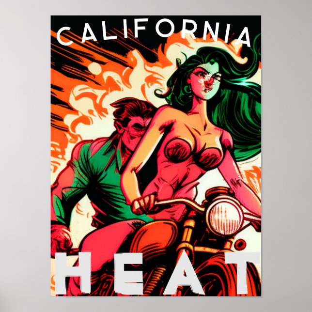 Affiche "California Heat" Motorcycle Babe (Devant)