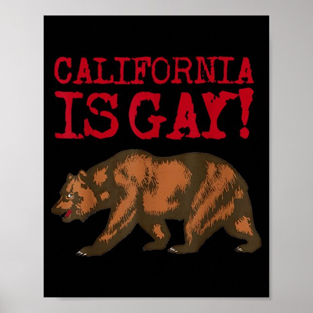 Affiche California Is Gay Funny Bear Saying Quote Lgbt Men (Devant)