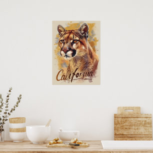 Affiche California Mountain Lion Cougar Portrait