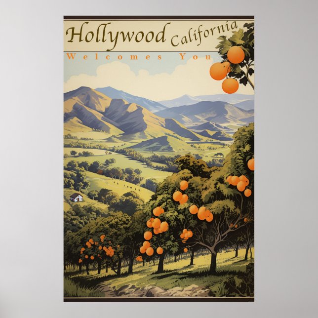 Affiche California Orange Groves - Old Hollywood - Travel (Devant)