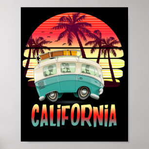Affiche California Retro Surf Vintage Surfer désorganisé