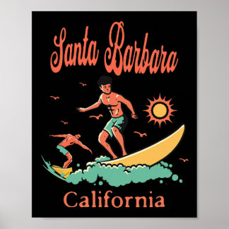 Affiche California Santa Rra Ca Surfer Surfing Beach Vacat