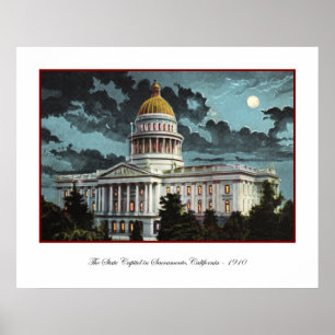 Affiche California State Capitol Moonlight