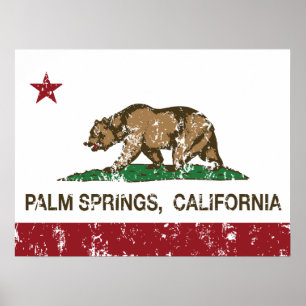 Affiche California State Flag Palm Springs