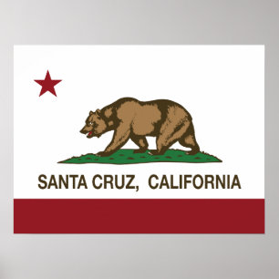 Affiche California State Flag Santa Cruz