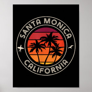Affiche California Sunset Surfer Et Seagull Père Noël Moni