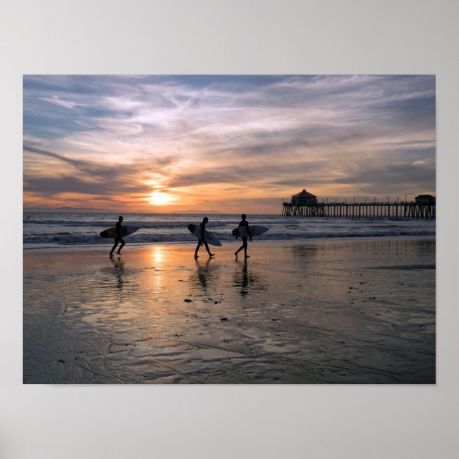 Affiche California Surfers at Sunset (Devant)