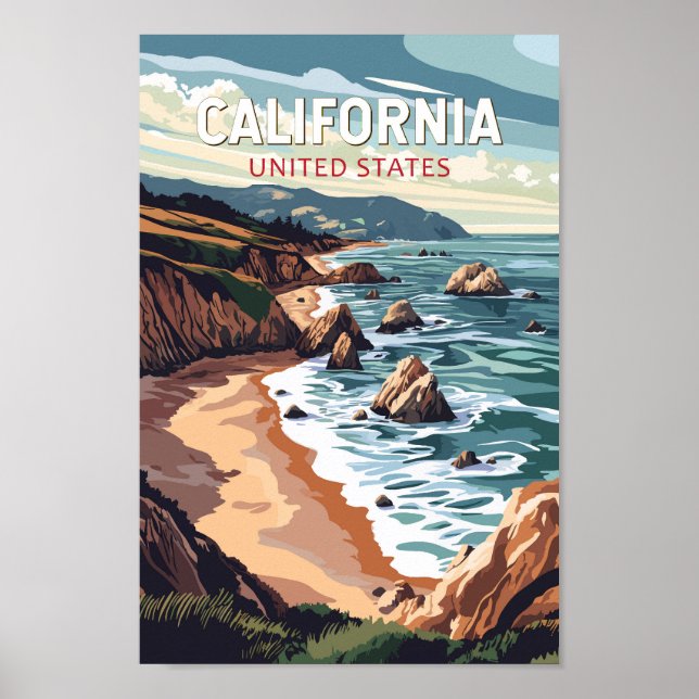 Affiche California Travel Art Vintage (Devant)