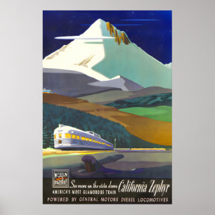 Affiche California Zephyr Western Pacific Railroad Vue