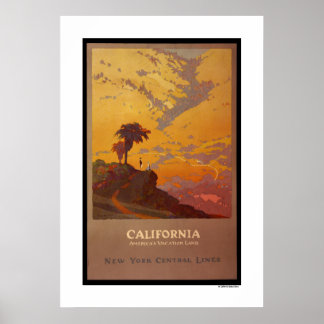 Affiche Californie. Amérique : la terre de vacances